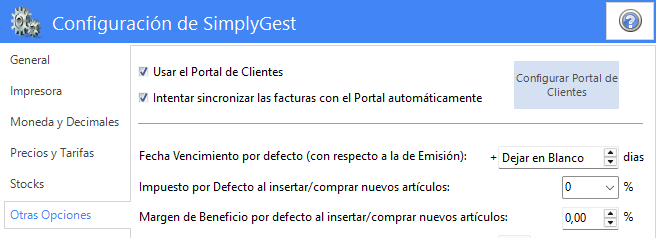 Opciones para activar y sincronizar el Portal de Clientes